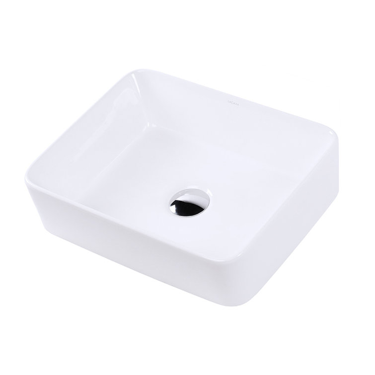 LACAVA 15.125'' White Porcelain Rectangular Vessel Bathroom Sink Wayfair Canada